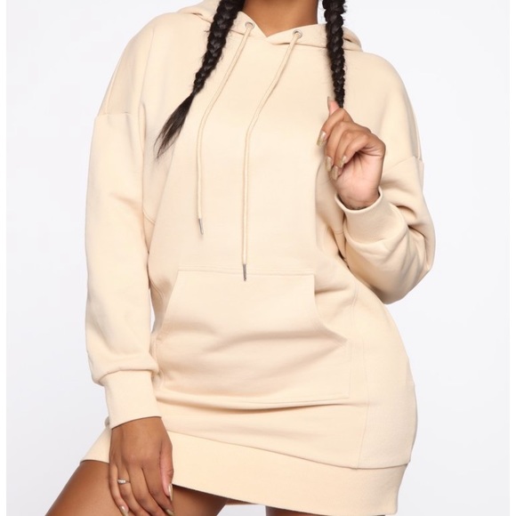 tan hoodie dress